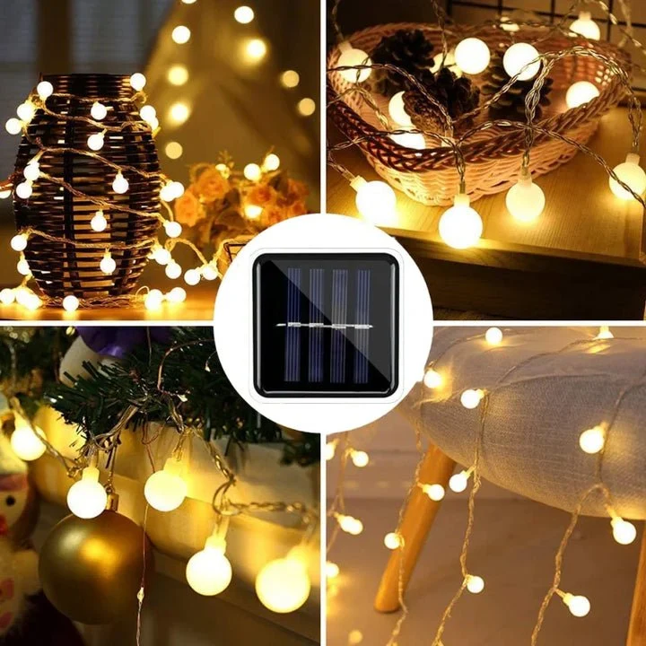 Solar LED Lichtsnoer 50 Lampjes Warm Wit Multicolor Waterdicht Tuinverlichting Feestverlichting Buitenverlichting | Sansoti
