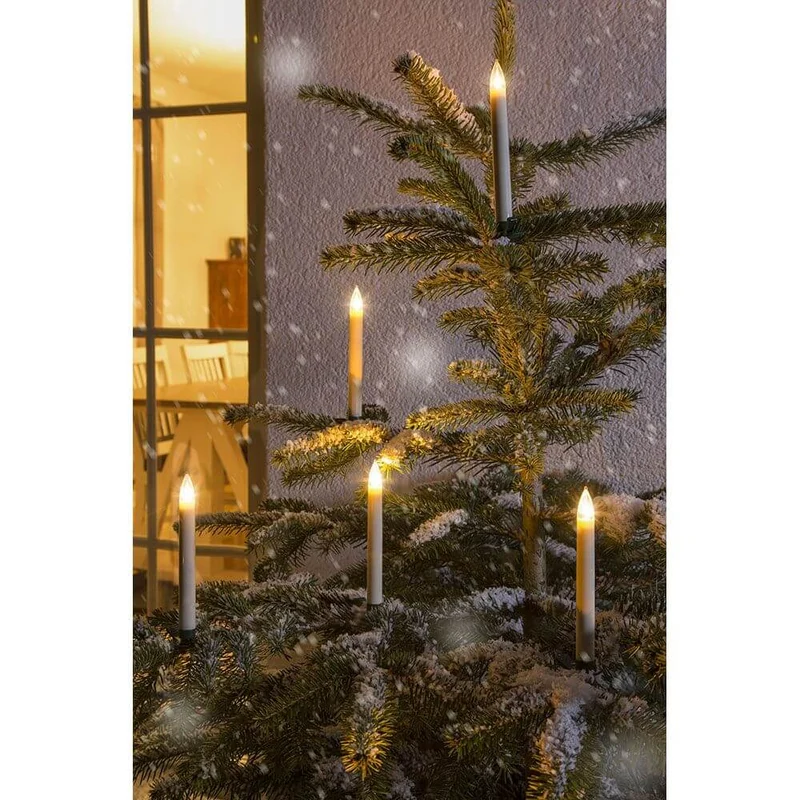 LED Baumbeleuchtung 10 Kerzen Fernbedienung Warmweiße batteriebetrieben IP44