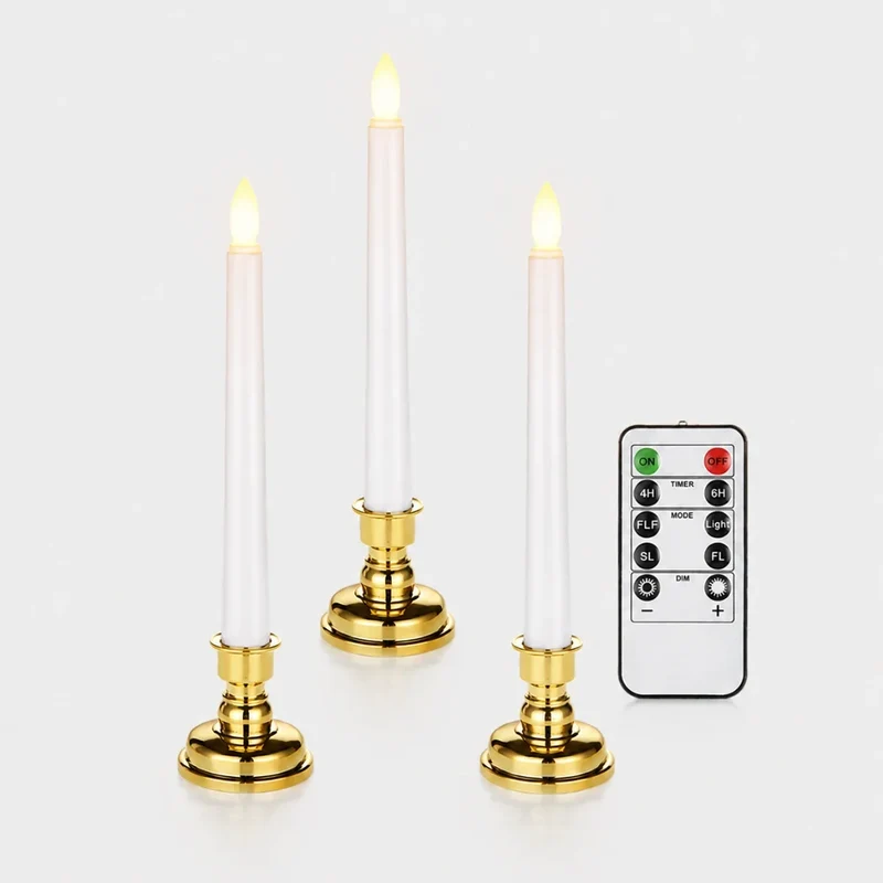Staande LED-Kaarsen Set van 3 met Afstandsbediening Draadloze Sfeerverlichting Vlamloze Kaarslichten | Sansoti