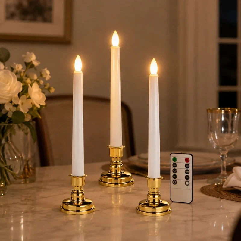 Staande LED-Kaarsen Set van 3 met Afstandsbediening Draadloze Sfeerverlichting Vlamloze Kaarslichten | Sansoti