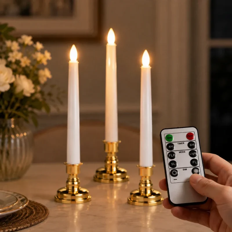 Staande LED-Kaarsen Set van 3 met Afstandsbediening Draadloze Sfeerverlichting Vlamloze Kaarslichten | Sansoti