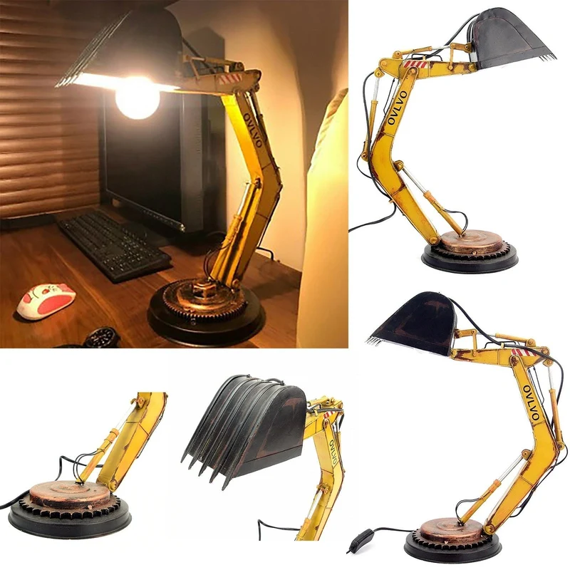 Graafmachine Tafellamp LED Kinderkamer Speelse Verlichting Industrieel Design USB Aangedreven Leeslamp | Sansoti