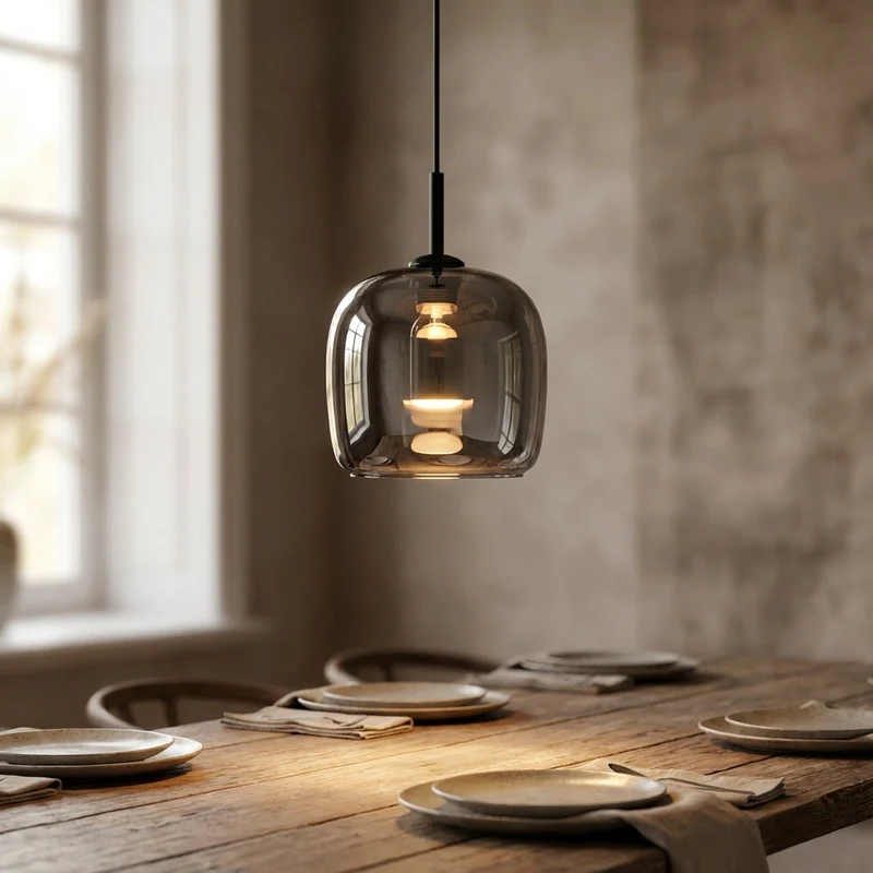 Ronde Glazen Hanglamp E27 Rookglas 16cm Plafondverlichting Eetkamer Keukeneiland Sfeerlicht Woonkamer | Sansoti