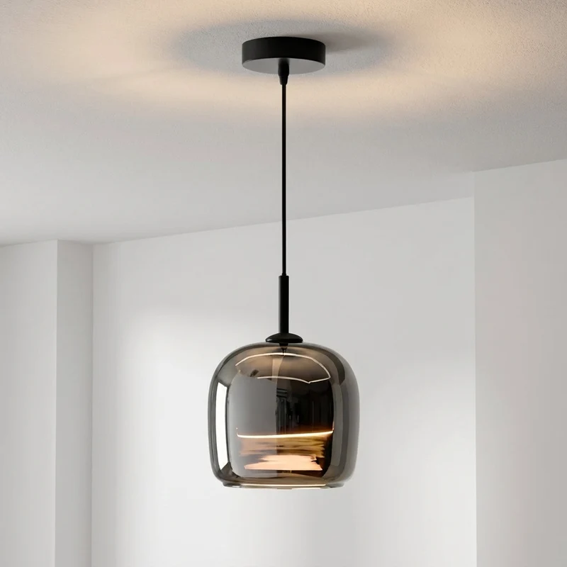 Ronde Glazen Hanglamp E27 Rookglas 16cm Plafondverlichting Eetkamer Keukeneiland Sfeerlicht Woonkamer | Sansoti