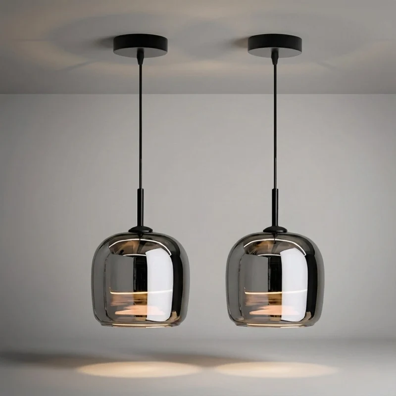 Ronde Glazen Hanglamp E27 Rookglas 16cm Plafondverlichting Eetkamer Keukeneiland Sfeerlicht Woonkamer | Sansoti