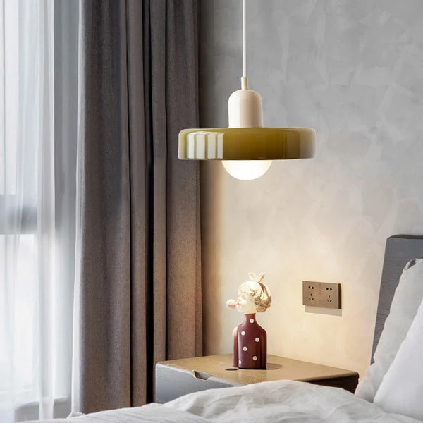 Glazen Hanglamp Bauhausstijl Gekleurd Glas Rond Ø25-35cm E27 Verstelbaar Eettafel Plafondlamp Retro Design | Sansoti