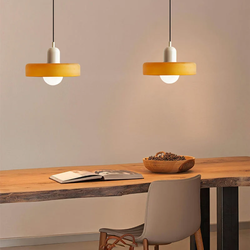 Glazen Hanglamp Bauhausstijl Gekleurd Glas Rond Ø25-35cm E27 Verstelbaar Eettafel Plafondlamp Retro Design | Sansoti