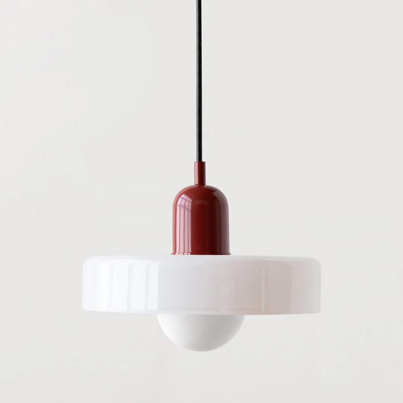 Glazen Hanglamp Bauhausstijl Gekleurd Glas Rond Ø25-35cm E27 Verstelbaar Eettafel Plafondlamp Retro Design | Sansoti