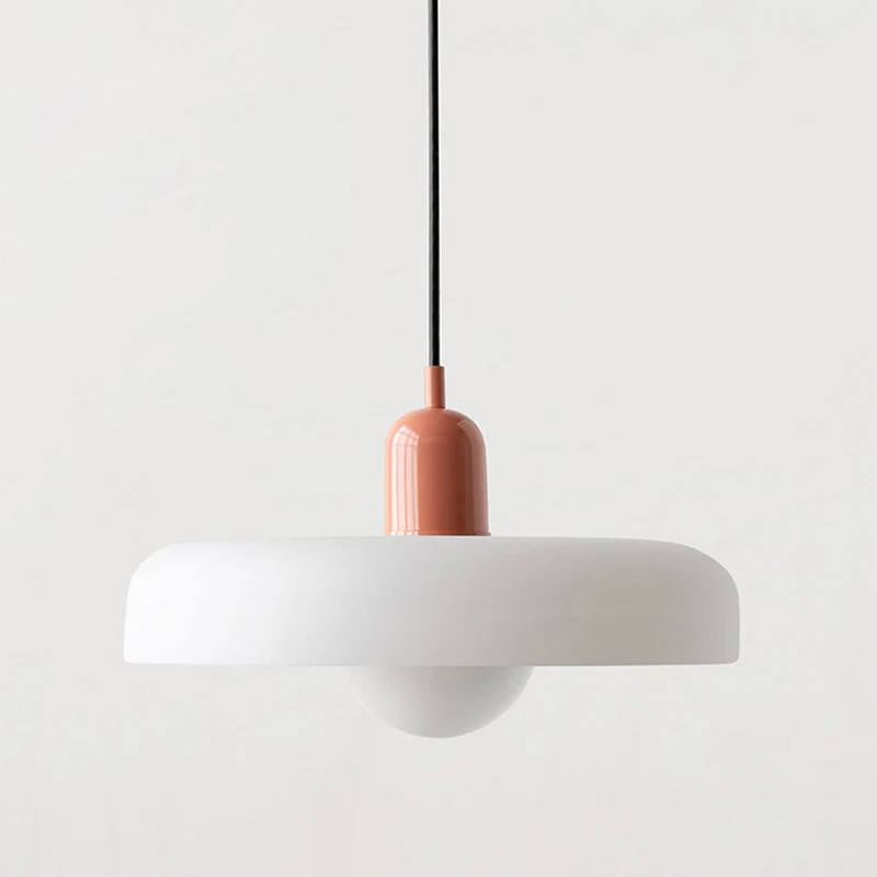 Glazen Hanglamp Bauhausstijl Gekleurd Glas Rond Ø25-35cm E27 Verstelbaar Eettafel Plafondlamp Retro Design | Sansoti