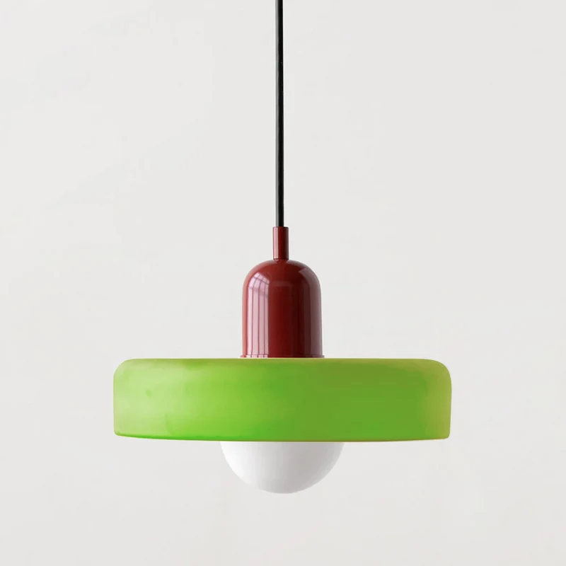 Glazen Hanglamp Bauhausstijl Gekleurd Glas Rond Ø25-35cm E27 Verstelbaar Eettafel Plafondlamp Retro Design | Sansoti