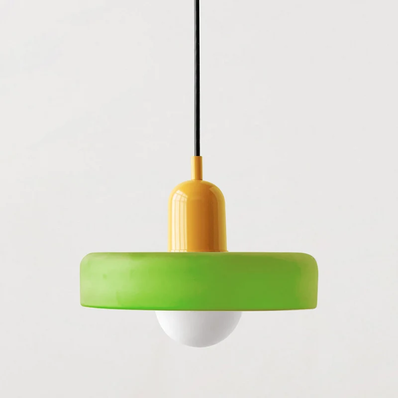 Glazen Hanglamp Bauhausstijl Gekleurd Glas Rond Ø25-35cm E27 Verstelbaar Eettafel Plafondlamp Retro Design | Sansoti