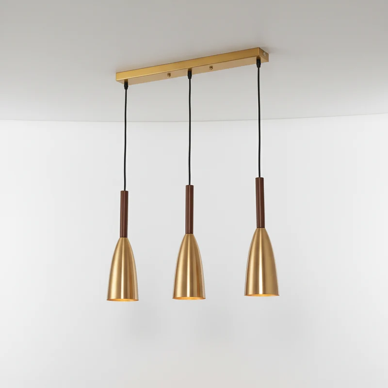 Drievoudige Hanglamp Aluminium Hout E27 Dimbaar Verstelbaar Scandinavisch Design Eethoek Keuken Woonkamer | Sansoti