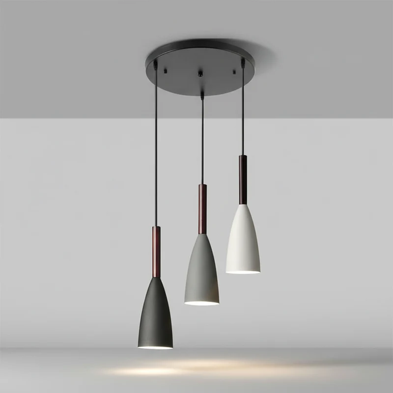 Drievoudige Hanglamp Aluminium Hout E27 Dimbaar Verstelbaar Scandinavisch Design Eethoek Keuken Woonkamer | Sansoti