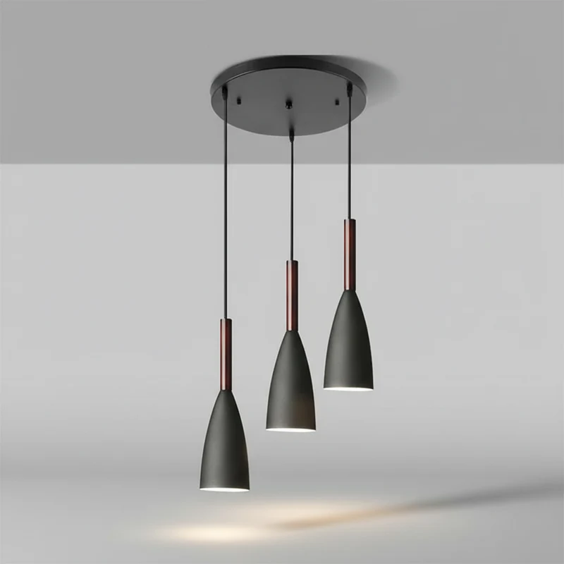 Drievoudige Hanglamp Aluminium Hout E27 Dimbaar Verstelbaar Scandinavisch Design Eethoek Keuken Woonkamer | Sansoti