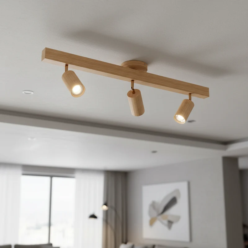 Verstelbare Plafondspot Houtlook Metaal GU10 1 2 3 4 Spots Warm of Koel Wit Moderne Verlichting Woonkamer Keuken | Sansoti
