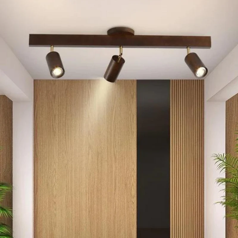 Verstelbare Plafondspot Houtlook Metaal GU10 1 2 3 4 Spots Warm of Koel Wit Moderne Verlichting Woonkamer Keuken | Sansoti