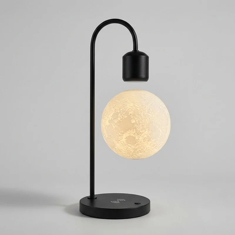 Zwevende Magnetische Tafellamp met Draadloos Oplaadstation Levitatie Maanlamp Sfeerverlichting Slaapkamer | Sansoti