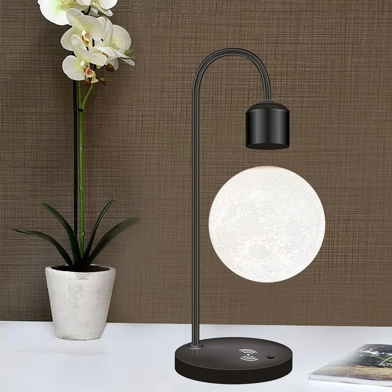 Zwevende Magnetische Tafellamp met Draadloos Oplaadstation Levitatie Maanlamp Sfeerverlichting Slaapkamer | Sansoti