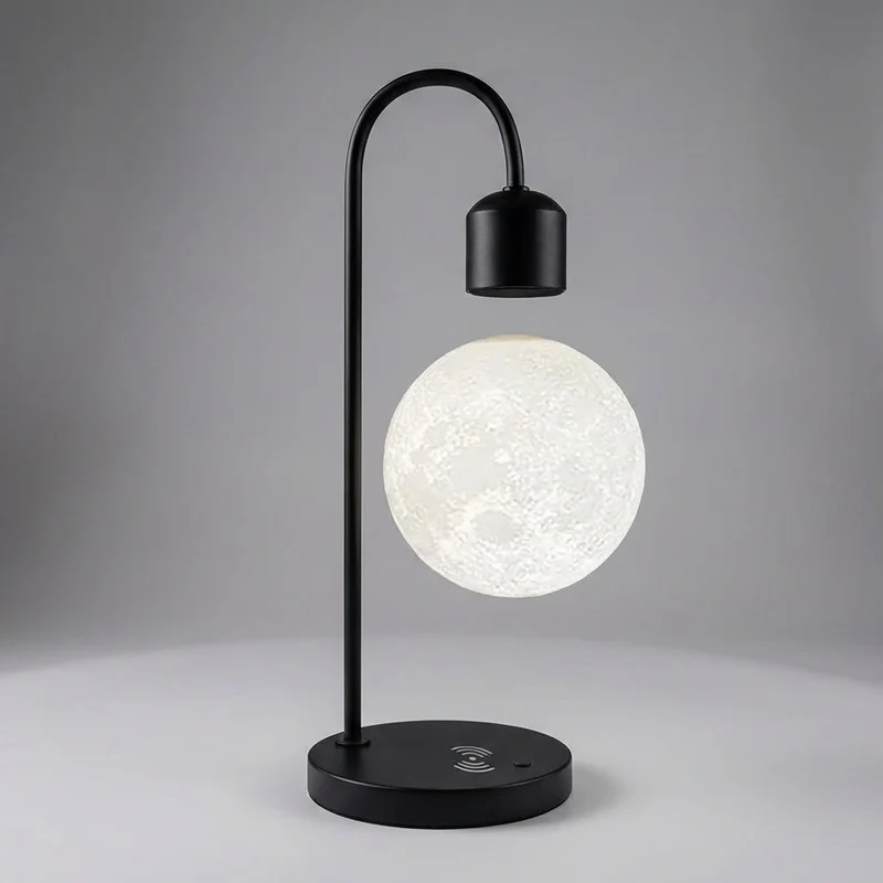 Zwevende Magnetische Tafellamp met Draadloos Oplaadstation Levitatie Maanlamp Sfeerverlichting Slaapkamer | Sansoti