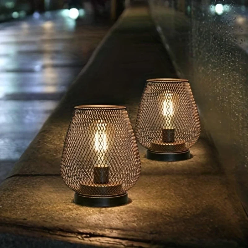 Draadloze Tafellamp Set van 2 Stuks - Warm Wit LED Sfeerlicht - Metalen Mesh Kap - Op Batterijen voor Binnen | Sansoti