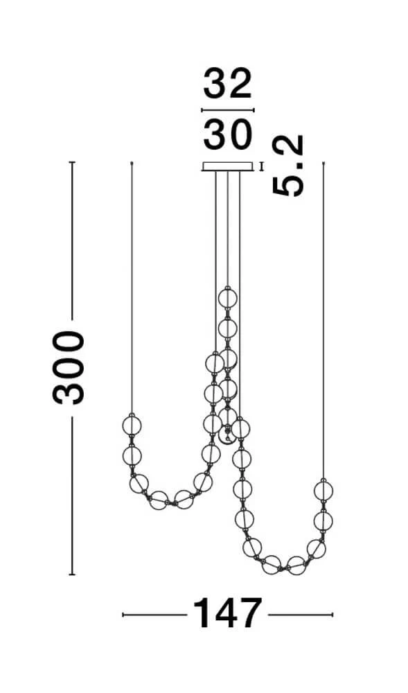 Brillante LED Pendelleuchte 30-flammig Ø 147cm 3200K