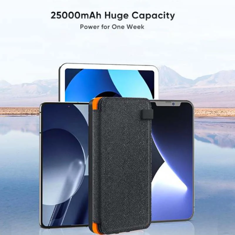 Powerbank 25000mAh Draagbaar USB-C Zonnepaneel Oplader Outdoor Snelladen Camping Avontuur Wandelen Reis | Sansoti