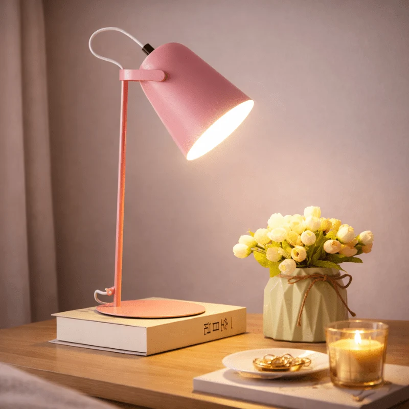 Draaibare Tafellamp LED E27 met Verstelbare Kap Zachte Verlichting Macaron Kleuren voor Lezen en Studeren | Sansoti