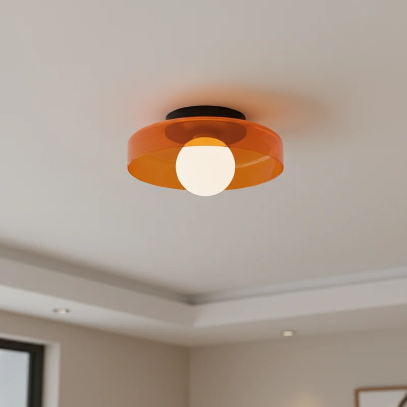 Plafondlamp Rond Glas 25cm Warm Licht Woonkamer Keuken Hal Slaapkamer Minimalistisch Modern LED Plafondverlichting | Sansoti