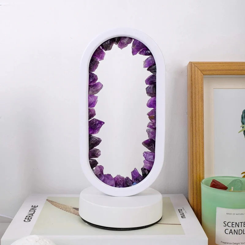 Handgemaakte Edelsteenlamp Amethist Celestiet Kristal Sfeerverlichting Ontspanning Meditatie Yoga Slaapkamer | Sansoti