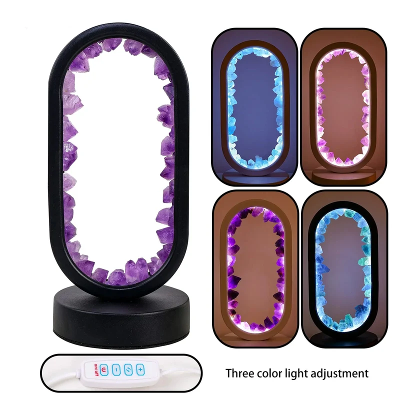 Handgemaakte Edelsteenlamp Amethist Celestiet Kristal Sfeerverlichting Ontspanning Meditatie Yoga Slaapkamer | Sansoti