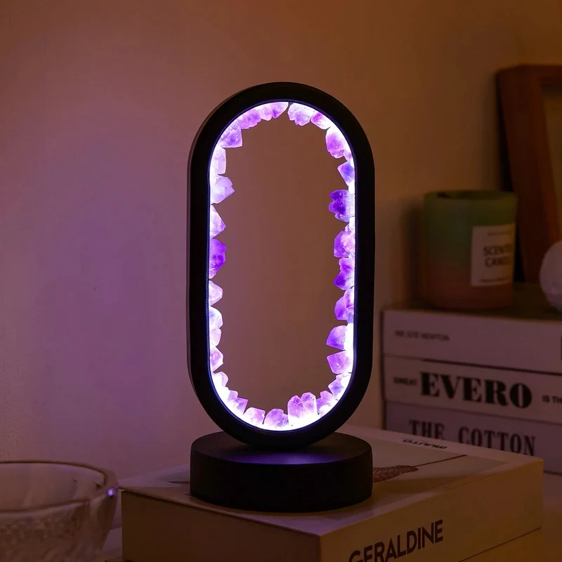Handgemaakte Edelsteenlamp Amethist Celestiet Kristal Sfeerverlichting Ontspanning Meditatie Yoga Slaapkamer | Sansoti