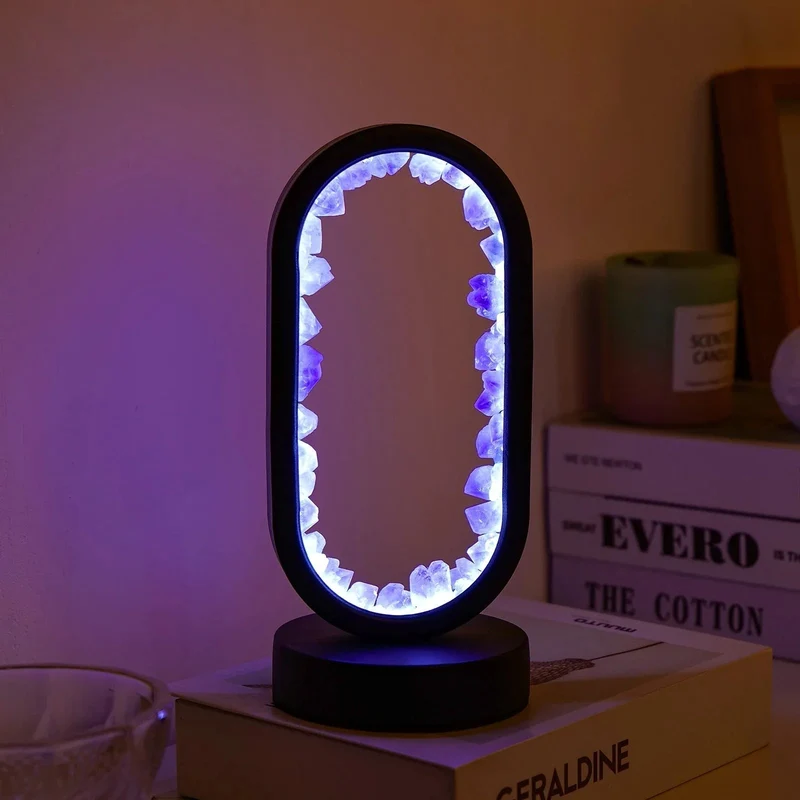 Handgemaakte Edelsteenlamp Amethist Celestiet Kristal Sfeerverlichting Ontspanning Meditatie Yoga Slaapkamer | Sansoti