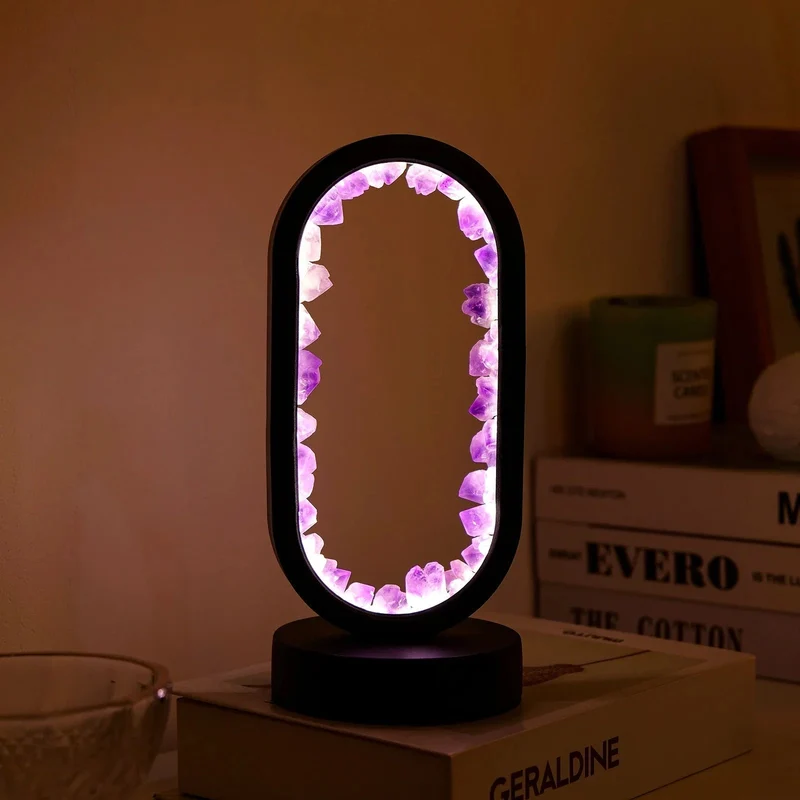 Handgemaakte Edelsteenlamp Amethist Celestiet Kristal Sfeerverlichting Ontspanning Meditatie Yoga Slaapkamer | Sansoti