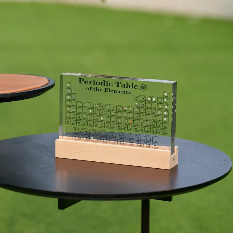 Verlicht Periodiek Systeem 83 Echte Elementen Acryl Hout Display Scheikunde Decoratie Educatief Cadeau | Sansoti
