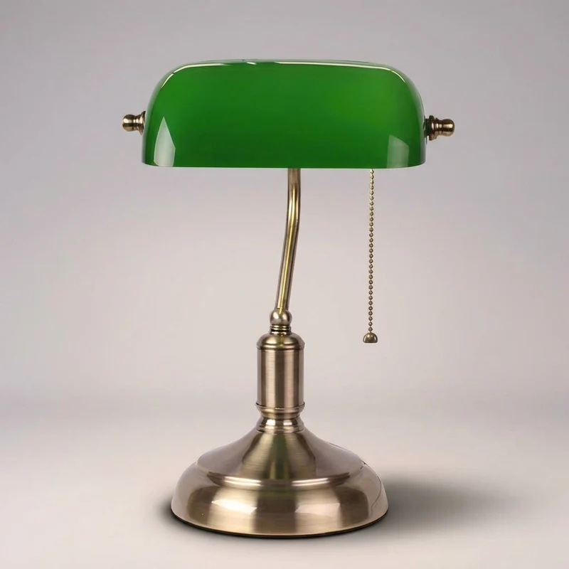 Tafellamp met Glazen Kap Groen Zwart Vintage Bureauverlichting Nostalgisch Design Sfeerlicht Retro Lamp | Sansoti