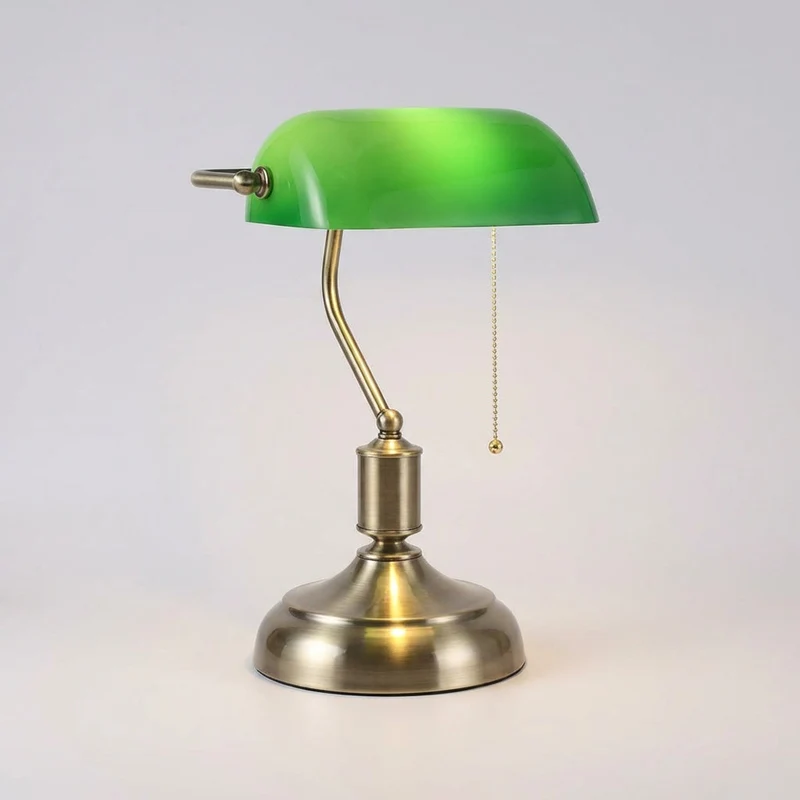 Tafellamp met Glazen Kap Groen Zwart Vintage Bureauverlichting Nostalgisch Design Sfeerlicht Retro Lamp | Sansoti