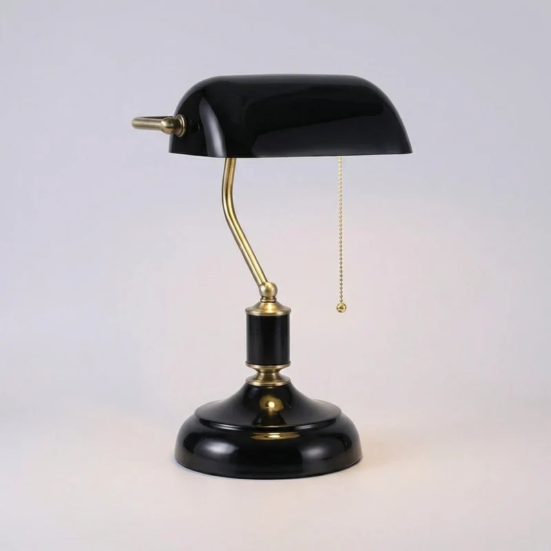 Tafellamp met Glazen Kap Groen Zwart Vintage Bureauverlichting Nostalgisch Design Sfeerlicht Retro Lamp | Sansoti