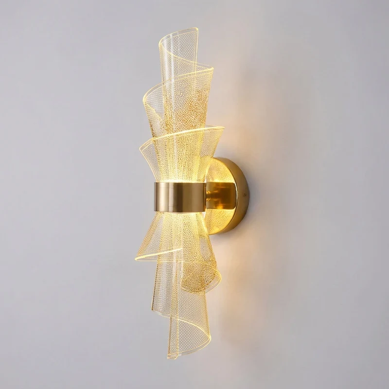 Sculptuur Wandlamp Acryl Goudkleurig LED Warm Licht Moderne Verlichting Hal Woonkamer Slaapkamer 41 cm | Sansoti