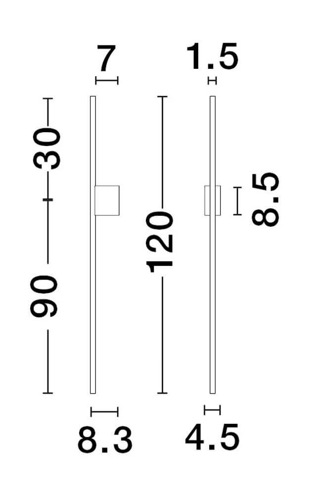 Tien LED Wandleuchte Versetzt 90/30cm 3000K Schwarz
