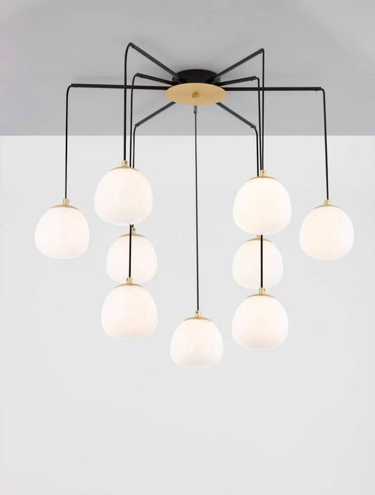 The Egg Pendelleuchte 8-flammig Ø 75cm Gold, Weiß, Schwarz