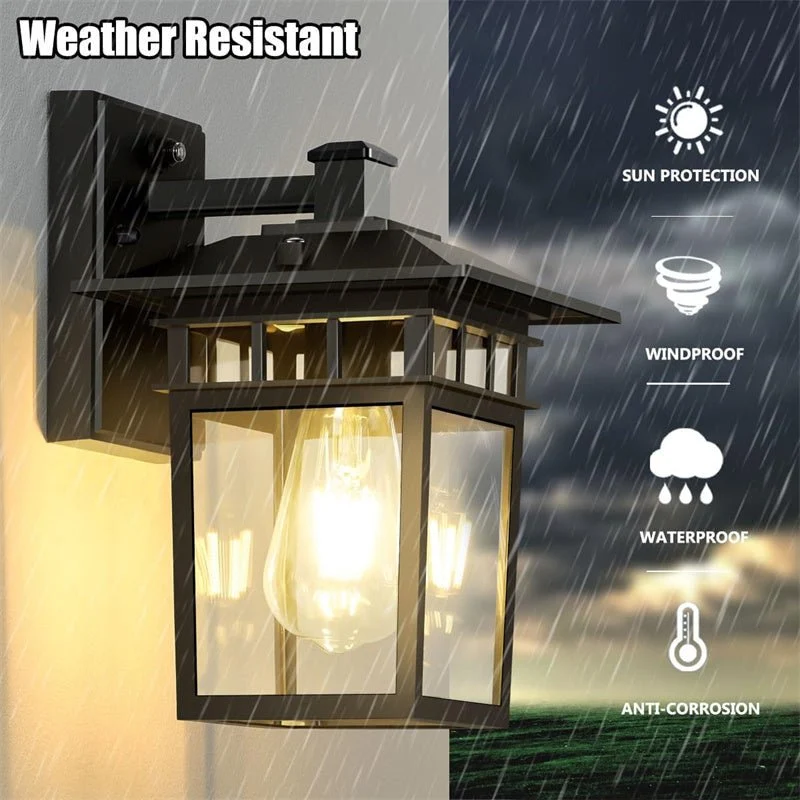 Buitenwandlamp Aluminium met Glazen Kap IP23 Waterbestendig voor Tuin Terras Veranda E27 Fitting Buitenverlichting | Sansoti