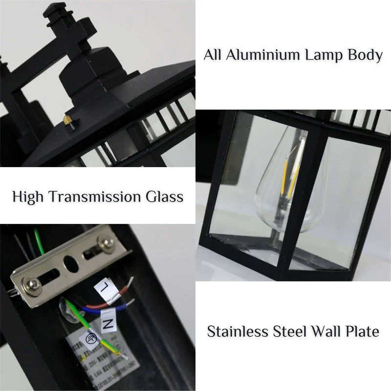 Buitenwandlamp Aluminium met Glazen Kap IP23 Waterbestendig voor Tuin Terras Veranda E27 Fitting Buitenverlichting | Sansoti