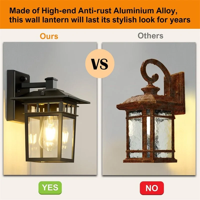 Buitenwandlamp Aluminium met Glazen Kap IP23 Waterbestendig voor Tuin Terras Veranda E27 Fitting Buitenverlichting | Sansoti