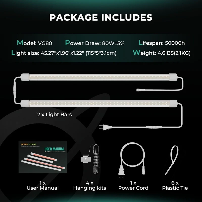 Mars Hydro VG80 80W Unterdach LED Grow Lights Indoor Pflanzen für Gemüse