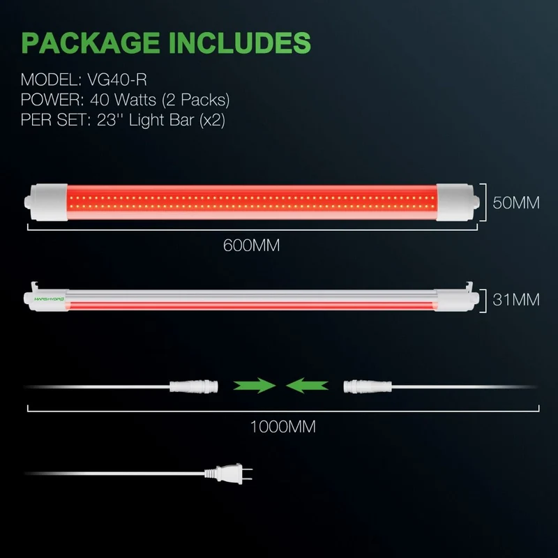 Mars Hydro VG40 Rote LED-Wachstumslampe für Zimmerpflanzen, zusätzliches 650–665 nm erweitertes Spektrum