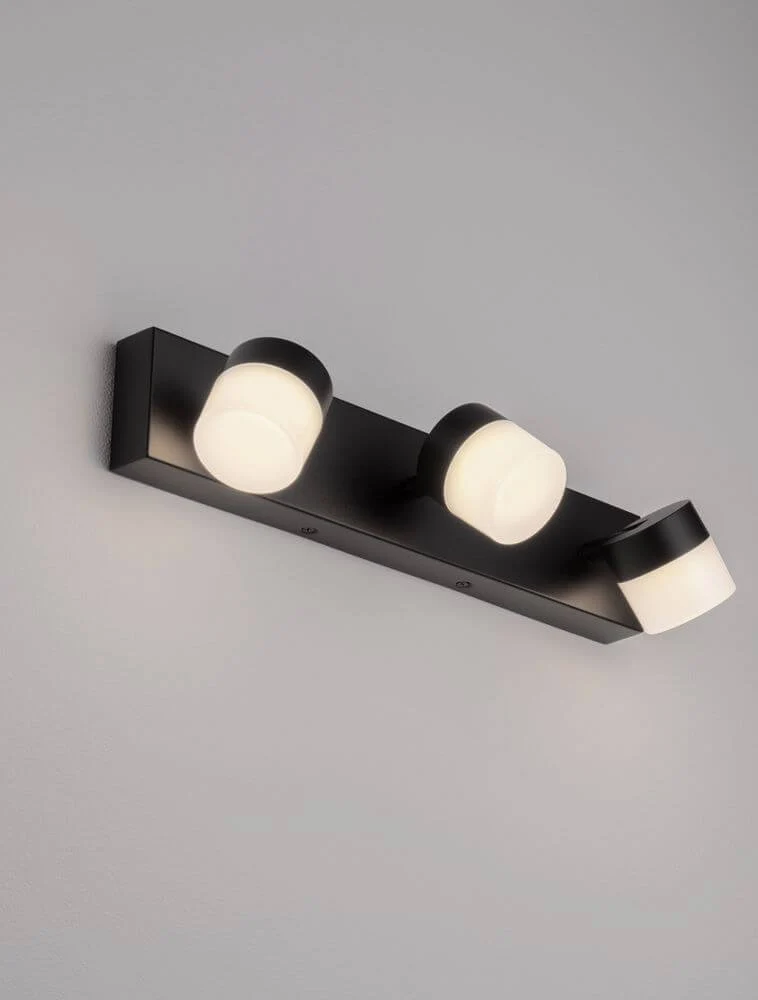 Teko LED Wandleuchte 3-flammig 3000K Schwarz IP44
