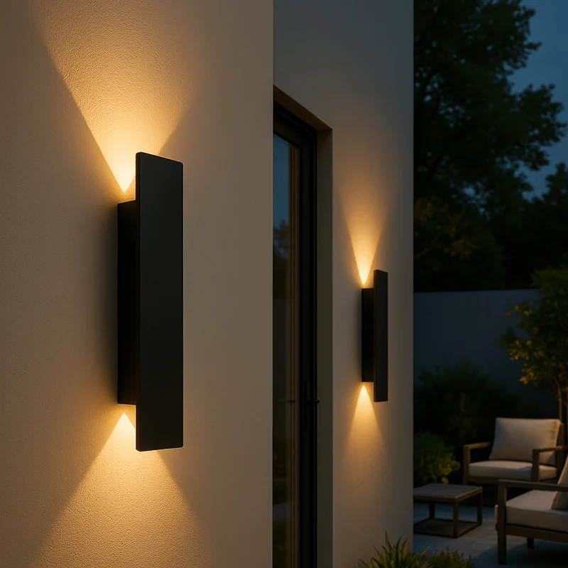 Weerbestendige wandlamp aluminium IP65 buiten LED verlichting warm wit koud wit zwart modern design tuin terras | Sansoti