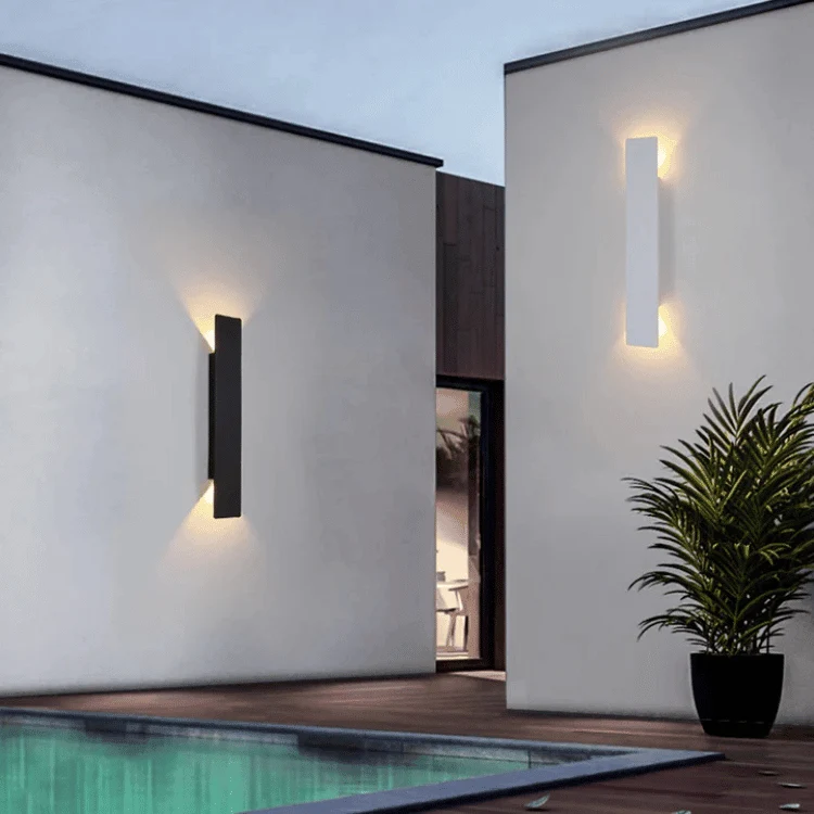 Weerbestendige wandlamp aluminium IP65 buiten LED verlichting warm wit koud wit zwart modern design tuin terras | Sansoti
