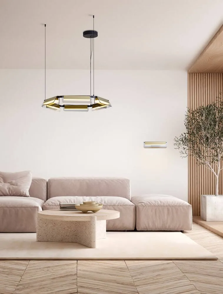 Apnea LED Pendelleuchte Hexagon Schwarz, Gold