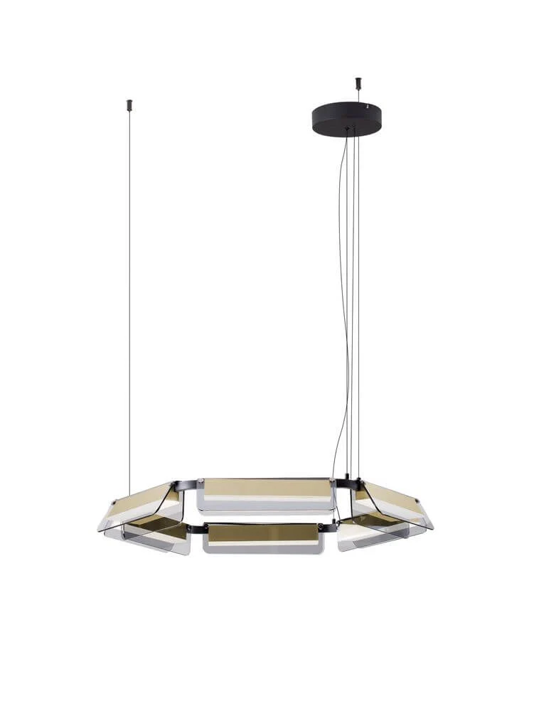 Apnea LED Pendelleuchte Hexagon Schwarz, Gold